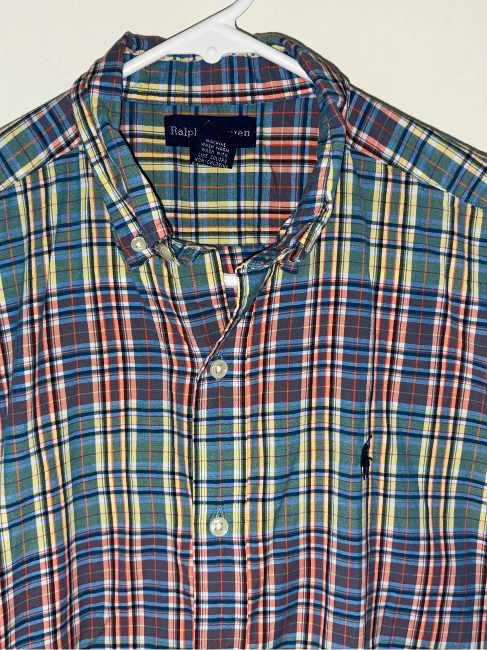 NWOT Ralph Lauren plaid short sleeve button down shirt L 16/18
